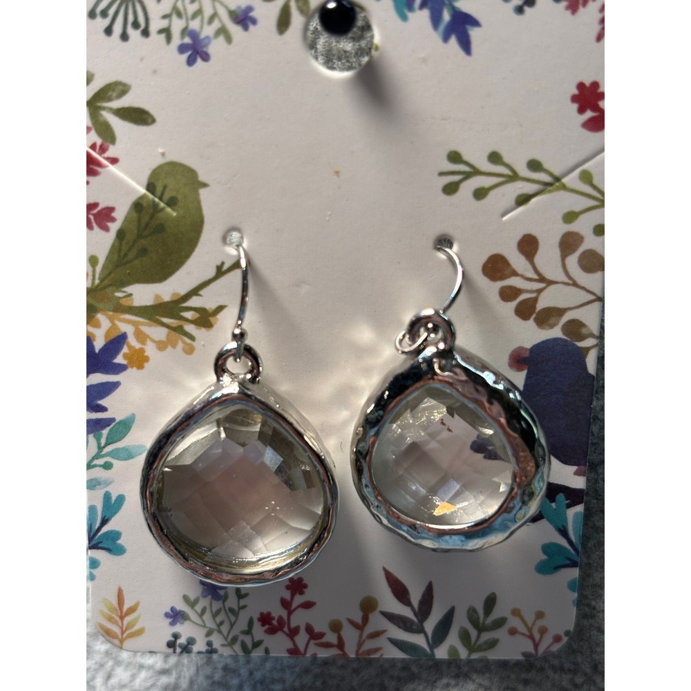 #31. Silver-tone Clear Teardrop earrings